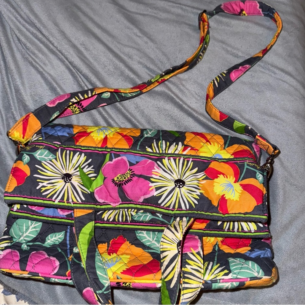 Vera Bradley Floral Quilted Tote Bag Crossbody - Picture 6 of 7